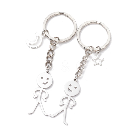 2Pcs 304 Stainless Steel  Keychains KEYC-JKC01163-1