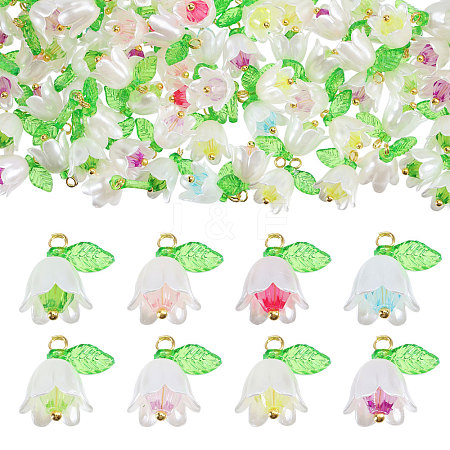 240Pcs 8 Colors ABS Plastic Imitation Pearl Pendants PALLOY-CA00026-1