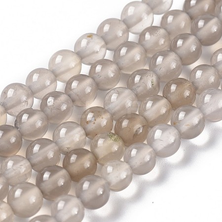 Natural Gray Agate Bead Strands G-R193-12-4mm-1