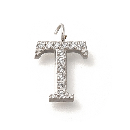 304 Stainless Steel Micro Pave Cubic Zirconia Pendants STAS-H228-06P-T-1