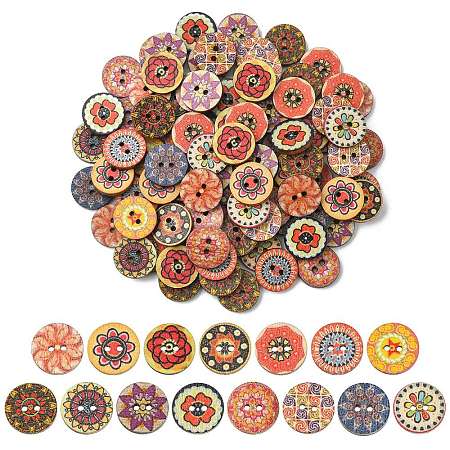 Printed Wooden Buttons WOOD-CJC0007-03-1