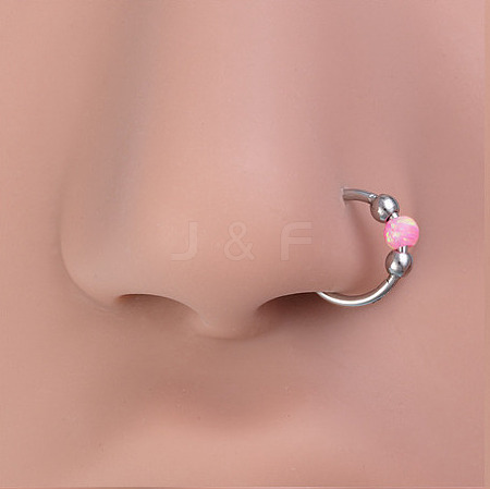 316L Surgical Stainless Steel & Synthetic Opal Ball Hoop Nose Rings WGD306E-04-1