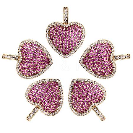 5Pcs Eco-Friendly Brass Micro Pave Cubic Zirconia Pendants KK-SZ0005-68-1