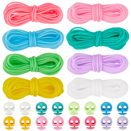 32Pcs 8 Colors Plastic Cord Locks FIND-BC0014-47-1