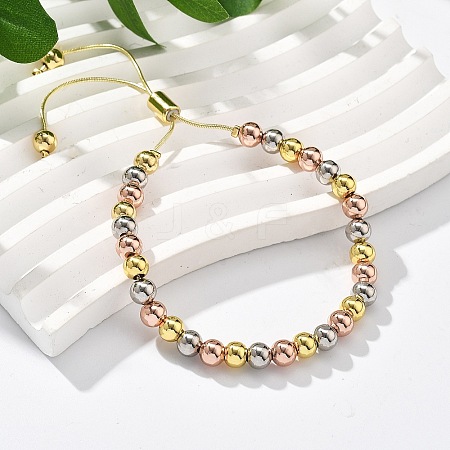 Long-Lasting Plated Brass Beads Slider Bracelets for Women BJEW-K268-03-1