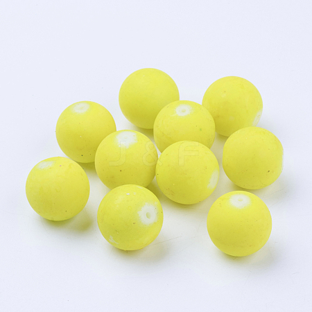 Rubber Glass Round Beads X-DGLA-R023-18mm-1-1
