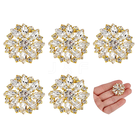 6Pcs Alloy Rhinestone 1-Hole Shank Buttons BUTT-FG0001-42D-1