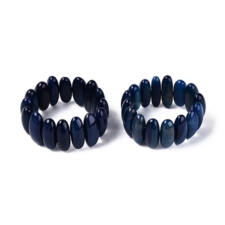 Oval Natural Agate Beaded Stretch Bracelets for Women Men G-Q601-23B-1