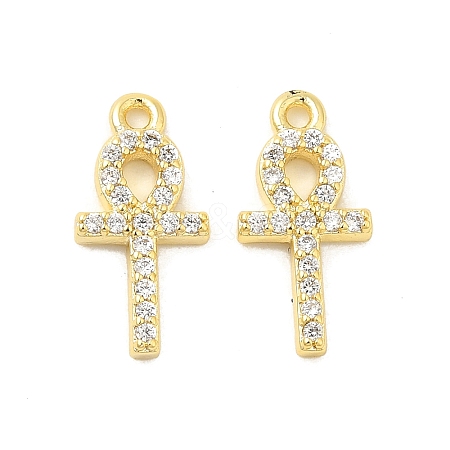 Cross Shape Rack Plating Brass Micro Pave Cubic Zirconia Pendants Charms KK-S396-07D-1