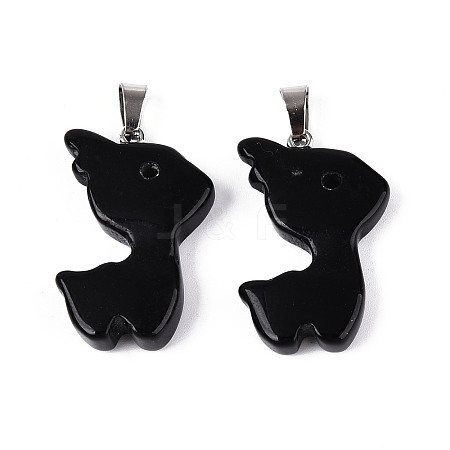 Natural Obsidian Pendants G-T144-11A-1