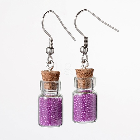 Glass Bottle Dangle Earrings EJEW-JE01840-02-1