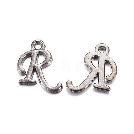 Gunmetal Plated Alloy Letter Pendants PALLOY-P097-03-R-1