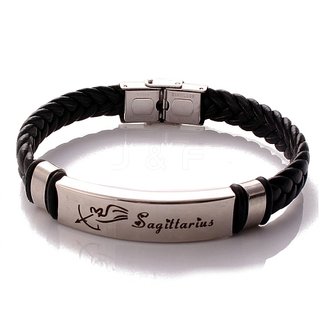 Braided Leather Cord Bracelets PW-WG99416-09-1