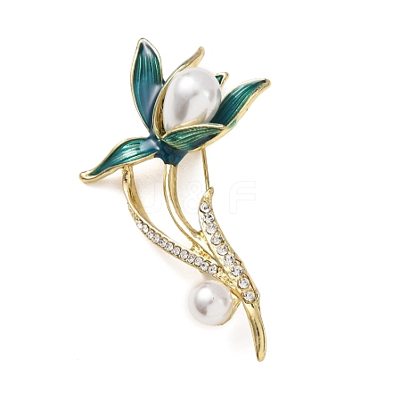 Magnolia Flower Alloy Enamel Lapel Pin Brooches JEWB-C059-02G-1