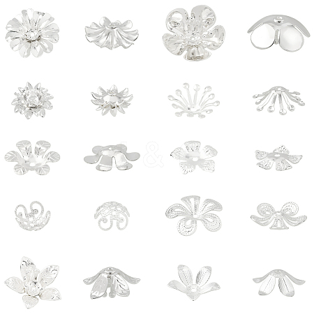 60Pcs 10 Styles Brass Bead Cap KK-BBC0021-14-1