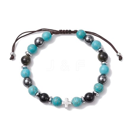 Gemstone Braided Bead Bracelets BJEW-JB11139-01-1