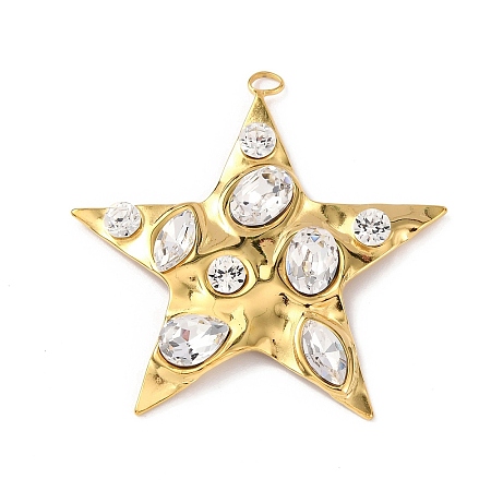 304 Stainless Steel Cubic Zirconia Pendants X-STAS-Z182-07G-03-1