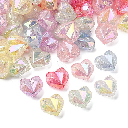UV Plating Transparent Crackle Acrylic Beads OACR-G052-10E-1