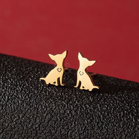 Stainless Steel Dog Stud Earrings PW-WG53AF2-01-1