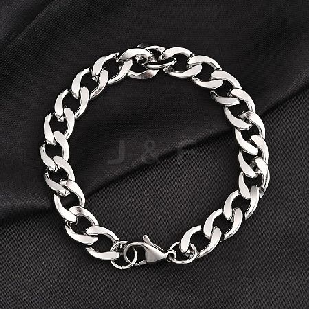 Non-Tarnish 304 Stainless Steel Curb Chain Bracelet for Men Women BJEW-G669-23P-1