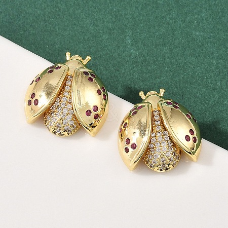 Brass Micro Pave Cubic Zirconia Stud Earrings EJEW-F400-03C-G-1