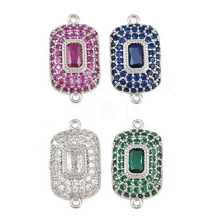 Brass Micro Pave Cubic Zirconia Connector Charms CU-CBAAB9C-01P-1