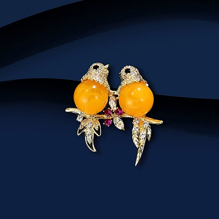 Magpie Alloy Rhinestone Brooches for Backpack Clothes PW-WG4E8D5-01-1