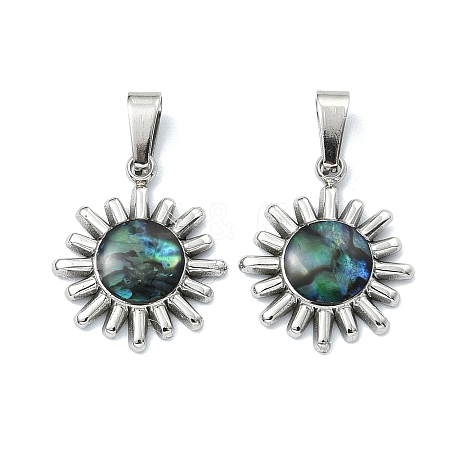 Natural Paua Shell Pendants PALLOY-JF05606-02-1