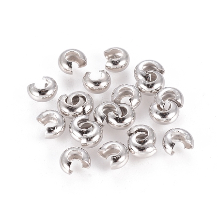 Platinum Color Brass Crimp End Beads Covers for Jewelry Making X-KK-H290-NFN-NF-1