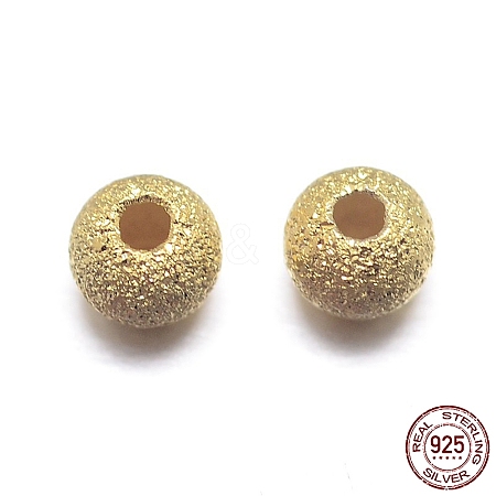 Real 18K Gold Plated Round 925 Sterling Silver Textured Beads STER-M101-01-3mm-1