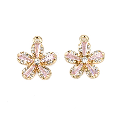 Rack Plating Brass Micro Pave Cubic Zirconia Pendants KK-C082-01G-04-1