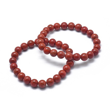 Natural Red Jasper Bead Stretch Bracelets X-BJEW-K212-B-012-1