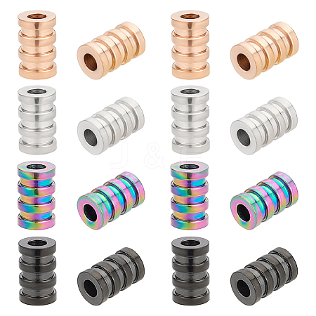 Unicraftale 16Pcs 4 Colors 304 Stainless Steel Tube Beads STAS-UN0055-35-1