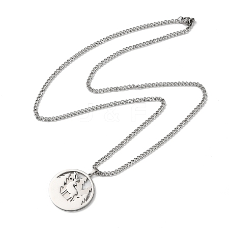 Non-Tarnish 304 Stainless Steel Double Layer Pendant Necklaces LS-NJEW-D047-02P-1
