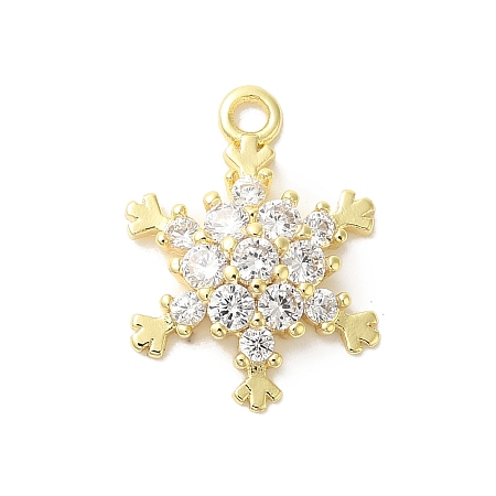 Christmas Theme Brass Micro Pave Cubic Zirconia Charms KK-P278-06G-1