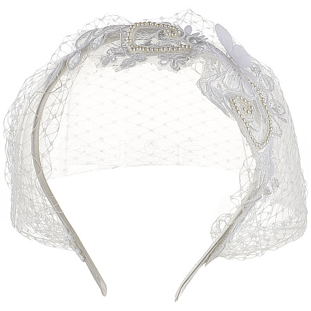 Bridal Flower Rhinestone Mesh Veil Cloth Hair Bands OHAR-WH0001-14A-1