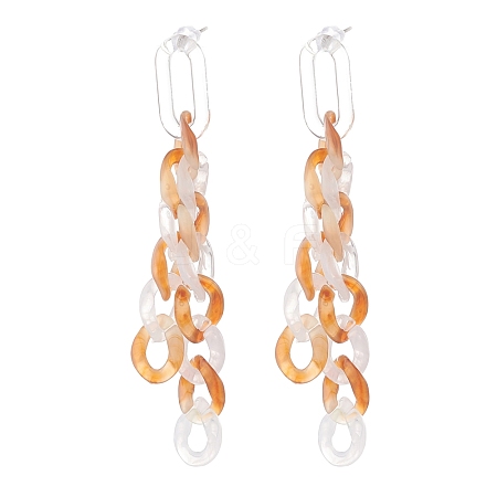 Acrylic Curb Chain Tassel Dangle Stud Earrings for Women EJEW-JE04767-05-1