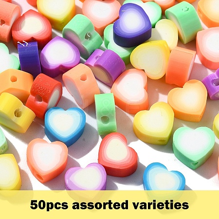 50Pcs Handmade Polymer Clay Beads CLAY-YW0002-31-1
