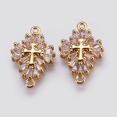 Brass Micro Pave Cubic Zirconia Links ZIRC-E144-12G-1