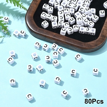 Acrylic Horizontal Hole Letter Beads OACR-YW0002-08C-1