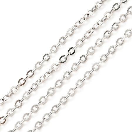Anti-Tarnish Rhodium Plated 925 Sterling Silver Flat Cable Chains STER-F052-04P-1