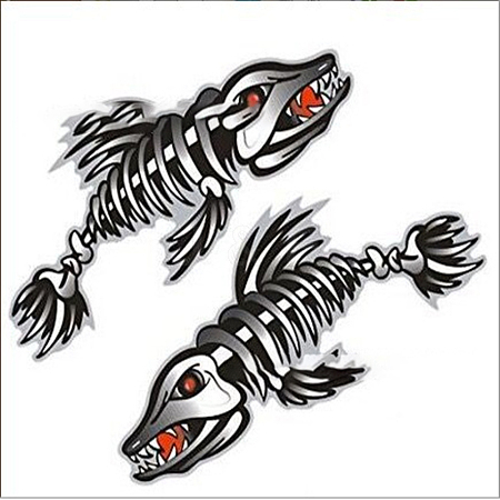 Plastic Waterproof Scary Fish Car Stickers AUTO-PW0001-47A-1