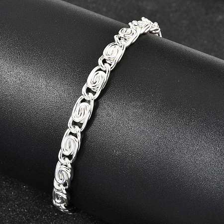304 Stainless Steel Swirl  Link Bracelets for Women BJEW-K240-11S-1