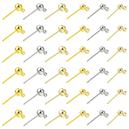 24Pcs 6 Sstyles Rack Plating Brass Stud Earring Settings KK-FS0001-41-1