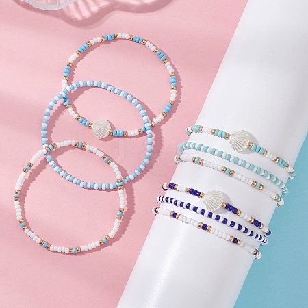9Pcs 9 Styles Glass Seed Beads Stretch Bracelets for Women BJEW-MZ00345-1