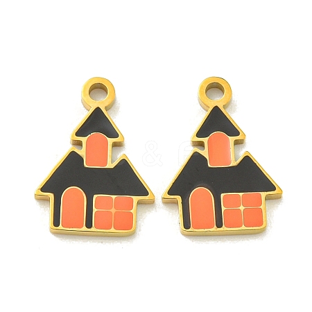 Halloween Theme Ion Plating(IP) 304 Stainless Steel Enamel Pendants STAS-M011-01E-1