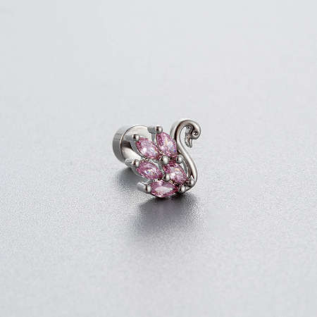 Brass Pave Pink Cubic Zirconia Cartilage Earrings FS-WGE04A7-03-1