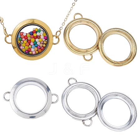 4Pcs 2 Colors Stainless Steel Floating Locket Links Connector Charms STAS-HS0001-40A-1