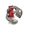 Rectangle Alloy Rhinestone Wide Cuff Ring for Men RJEW-Z048-06B-02-1