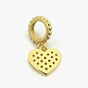 Heart Brass Micro Pave AAA Cubic Zirconia Large Hole European Dangle Charms ZIRC-L047-21G-NR-2